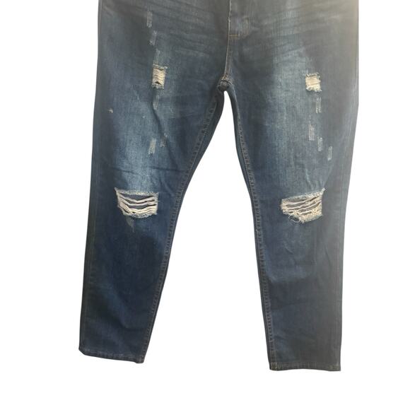 NWT American Bazi 13 Juniors Blue Boyfriend High Rise Distressed Jeans #5517 - Picture 5 of 16
